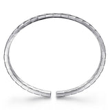 925 Sterling Silver Open Herringbone Cuff Bangle