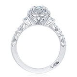 Danetla Oval 3-Stone Halo Engagement Ring 18K