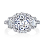 Royal T 3 Stone Petite Crescent Platinum Engagement Ring
