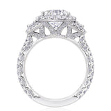 Royal T 3 Stone Petite Crescent Platinum Engagement Ring