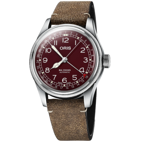 Big Crown Pointer Date Red Dial Leather Strap