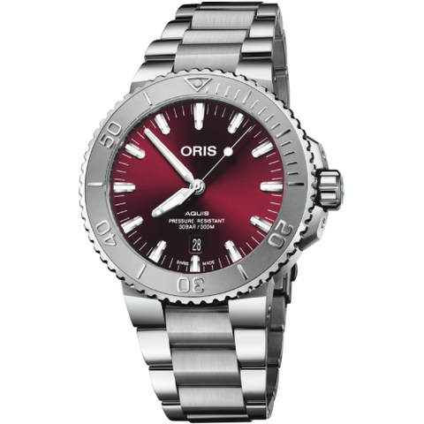 Aquis Relief Date Red Dial Bracelet