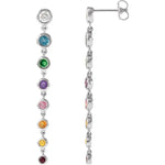 14K White Natural Multi-Gemstone & 1/2 CTW Natural Diamond Rainbow Earrings.