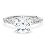 Sculpted Crescent | Round Solitaire Engagement Ring 18k White Gold 3 Carat
