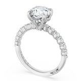 Sculpted Crescent | Round Solitaire Engagement Ring 18k White Gold 3 Carat