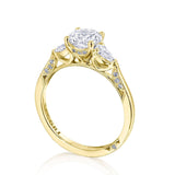 Simply TACORI | Round 3-Stone Engagement Ring 18k Yellow Gold Pear Shape Sides