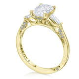Simply TACORI | Emerald 3-Stone Engagement Ring 18k Yellow Gold With Baguettes