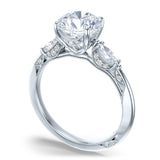 Simply TACORI | Round 3-Stone Engagement Ring 18k White Gold Marquise Side Stones