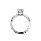 Sculpted Crescent | Oval Solitaire Engagement Ring 18k White Gold With Pear Shape Sides