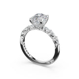 Sculpted Crescent | Oval Solitaire Engagement Ring 18k White Gold With Pear Shape Sides