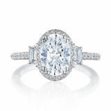 Dantela | Oval 3-Stone Engagement Ring 18k White Gold 1.5 Carat