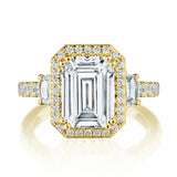Dantela | Emerald 3-Stone Engagement Ring 18k Yellow Gold
