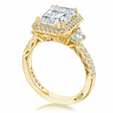 Dantela | Emerald 3-Stone Engagement Ring 18k Yellow Gold