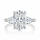 Dantela | Oval 3-Stone Engagement Ring 18kt White Gold Pear Sides