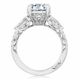 Dantela | Oval 3-Stone Engagement Ring 18kt White Gold Pear Sides