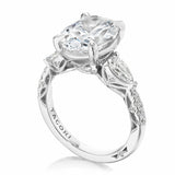 Dantela | Oval 3-Stone Engagement Ring 18kt White Gold Pear Sides