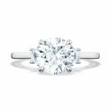 Lunetta Crescent | Round 3-Stone Engagement Ring 3 Carat 14k White Gold
