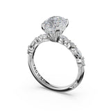 Sculpted Crescent | Oval Solitaire Engagement Ring 14k White Gold