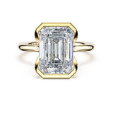 Founder's Collection | Emerald North/South Semi-Bezel Pavé-Prong Ring in 14kt Yellow Gold