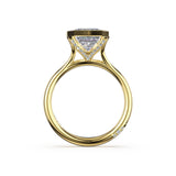 Founder's Collection | Emerald North/South Semi-Bezel Pavé-Prong Ring in 14kt Yellow Gold