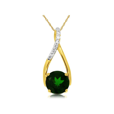 14k Yellow Gold Twist Russalite and Diamond Pendant