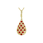 14k Yellow Gold Ruby and Diamond Drop Pendant