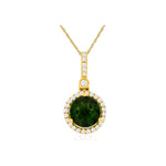 14k Yellow Gold Round Russalite and Diamond Pendant