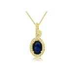 14k Yellow Gold Braid Sapphire and Diamond Pendant