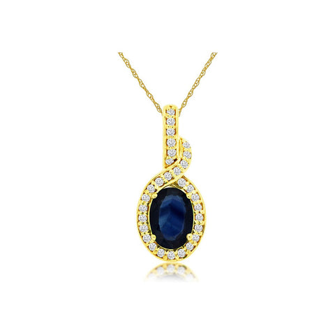 14k Yellow Gold Braid Sapphire and Diamond Pendant
