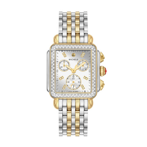 Deco Two-Tone 18k Gold Diamond Watch Mirror Dial