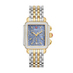 Deco Two-Tone 18k Gold Plate Blue Chronograph