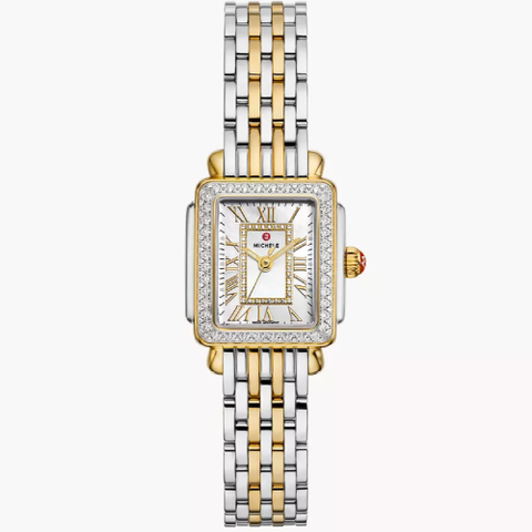Deco Madison Mini Two-Tone MOP Diamond Dial & Diamond Bezel