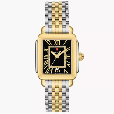 Deco Madison Mid Two-Tone Black Dial with Diamonds