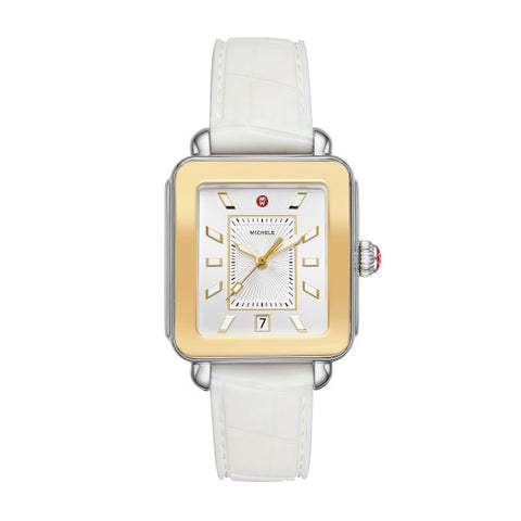 Deco Sport Gold-Tone White Silicone Watch