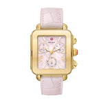 Deco Sport Chronograph 18K Gold-Plated Pink Leather Watch