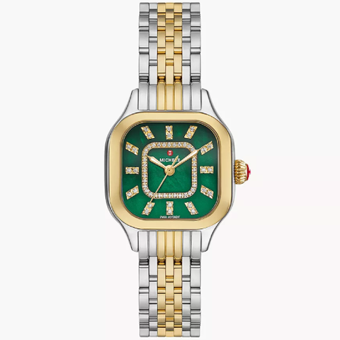 Meggie 18K Two-Tone Gold-Plated Green Diamond Dial Watch