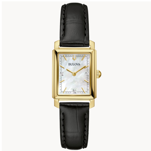 Sutton MOP Yellow Gold Tone Case Leather Strap