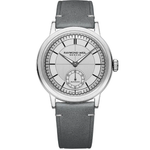 Millesime Men's Automatic Small Seconds Silver Sector Dial Leather Strap Watch, 39.5mm