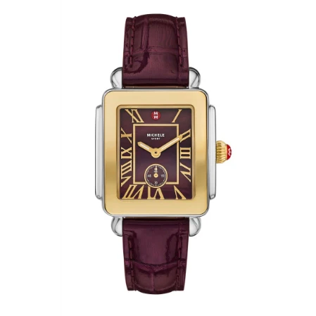 Michele Deco Sport Mid Gold-Plated Dark Cherry Watch