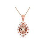 14k Rose Gold Pear Shape Morganite and Diamond Pendant