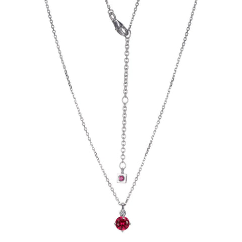 Sterling Silver Created Ruby & Lab Grown Diamond Pendant