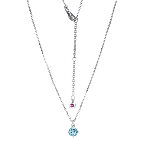 Sterling Silver Swiss Blue Topaz & Lab Grown Diamond Pendant