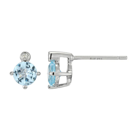 Sterling Silver Sky Blue Topaz & Lab Grown Diamond Studs