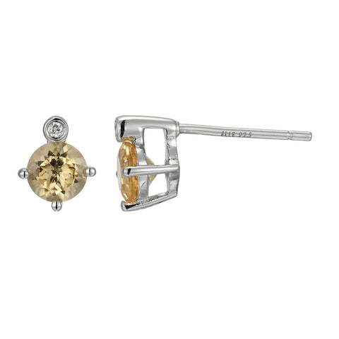 Sterling Silver Citrine & Lab Grown Diamond Studs