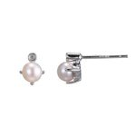 Sterling Silver Freshwater Pearl and Lab Grown Diamond Studs