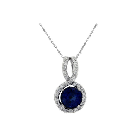 14k White Gold Sapphire and Diamond Twist Pendant