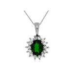 14k White Gold Oval Russalite and Diamond Pendant