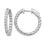 14k White Gold 2 carat Lab Grown Diamond Hoop Earrings