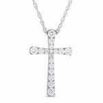 14k White Gold Flair Diamond Cross