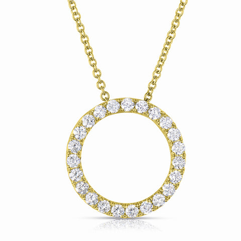 14k Yellow Gold Diamond Circle Pendant